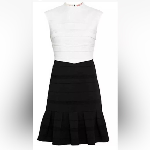 COPY Ted Baker Women’s Demore Flared Skirt Stretch Band Dress Black White Size 0 - Picture 12 of 14
